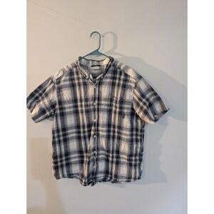 Columbia Men's Blue Checkered Short Sleeve Regular Fit Button Up Shirt Sz XL